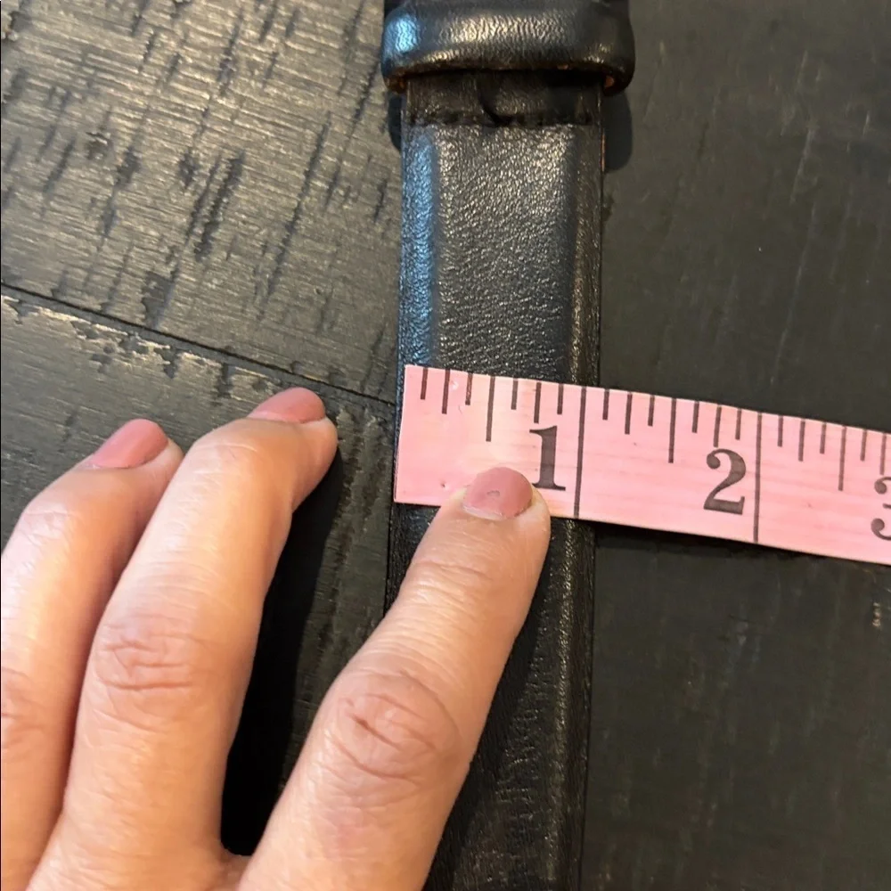 Martin Dingman Black Calfskin Leather Belt with Gold Brass Buckle Size 38